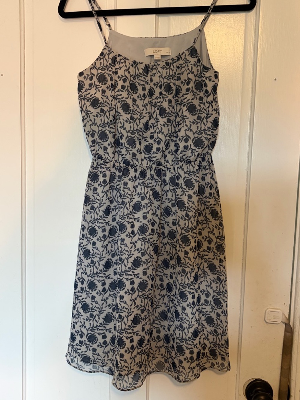 LOFT Navy Floral Midi Sundress with Spaghetti Straps